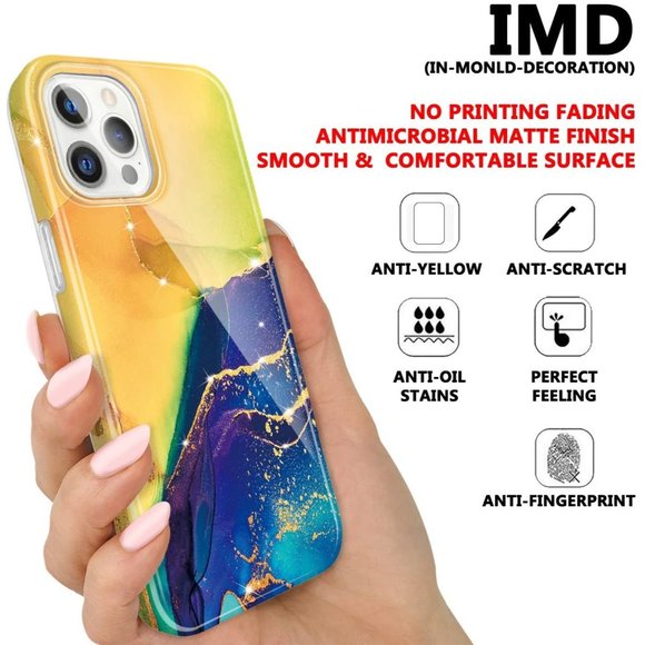 LY LANYOS Compatible with iPhone 12/12 Pro (6.1 inch) Case, Ultra-Thin Gold Spar - Picture 3 of 7